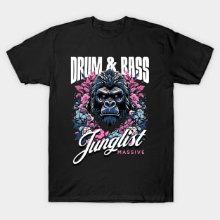 DRUM AND BASS  - Junglist Gorilla Massive (white/blue/pink) T-Shirt